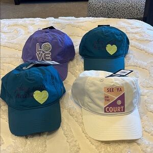 Prince girls tennis Caps Set - Purple, 2 Teal, White